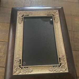 Elegant Bakelite wood pattern Gold and Brown Picture Frame/ music box.